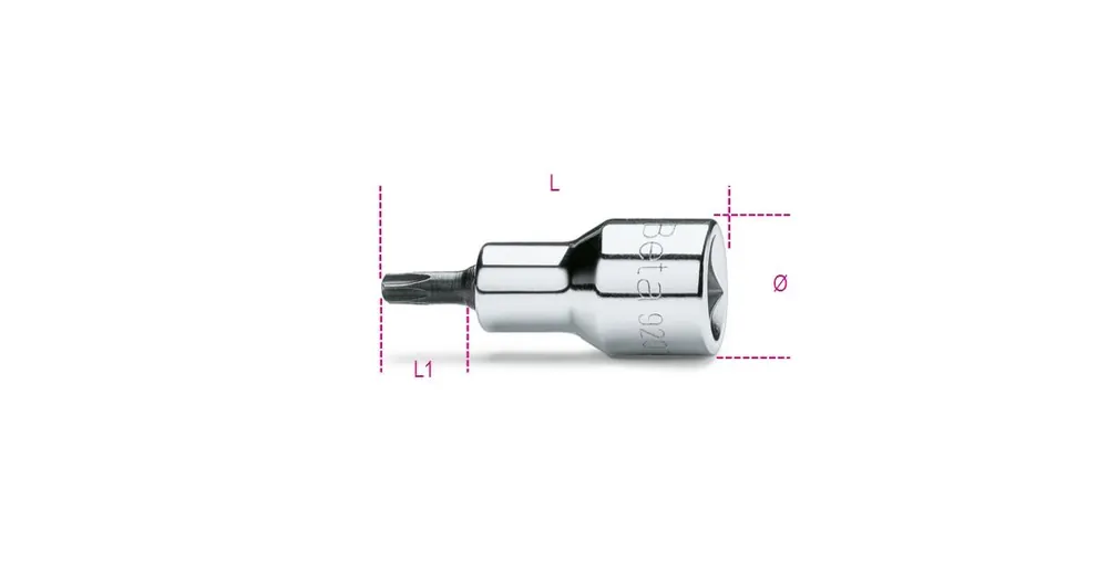 BETA Chiavi a bussola maschio per viti con impronta Torx?, con attacco quadro femmina 1/2" cromate - inserti bruniti art.920TX