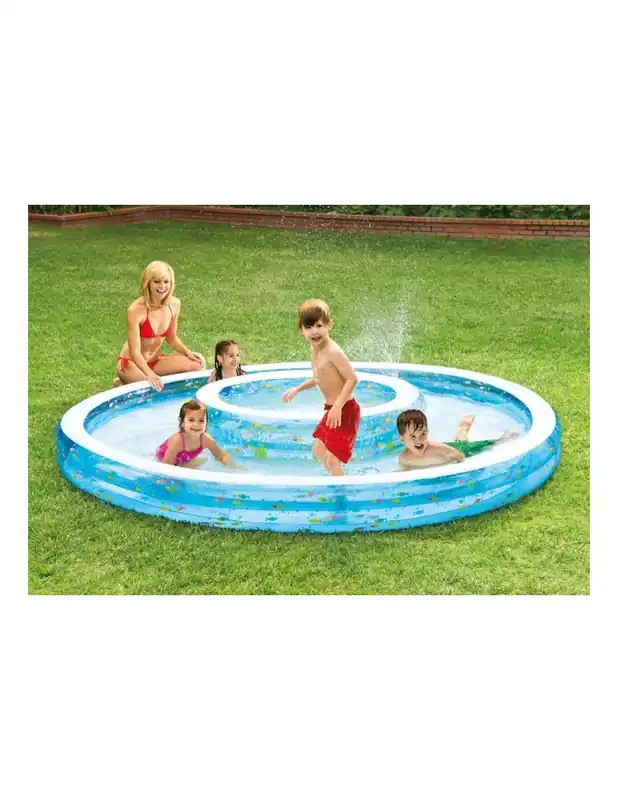Piscina Tonda Gonfiabile 2 Anelli Ø 279 x36 h Cm Intex Baby Fish Double 57143