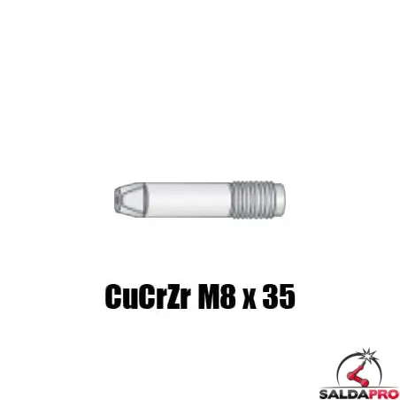 Punte guidafilo CuCrZr M8x35 Ø 0,8-1,6 per torce Serie NL - NW - NCR (10pz)