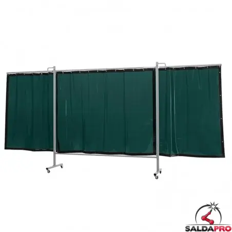 Schermo di saldatura mobile Cepro Omnium verde chiaro T6 435x200 cm a 3 ante