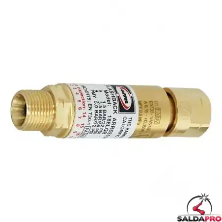 Valvola antiritorno fiamma gas combustibile V88-LGB Harris per Riduttori