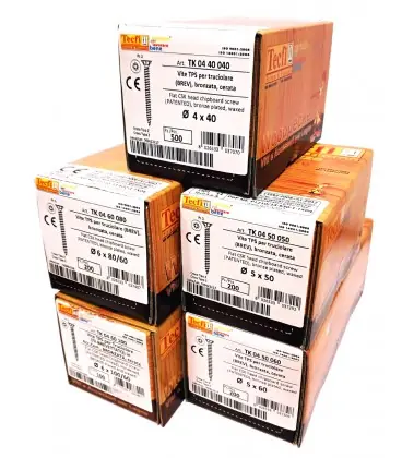 Kit 5 pkg. vite Testa Piana Svasata con impronta a Croce tipo Z, bronzata
