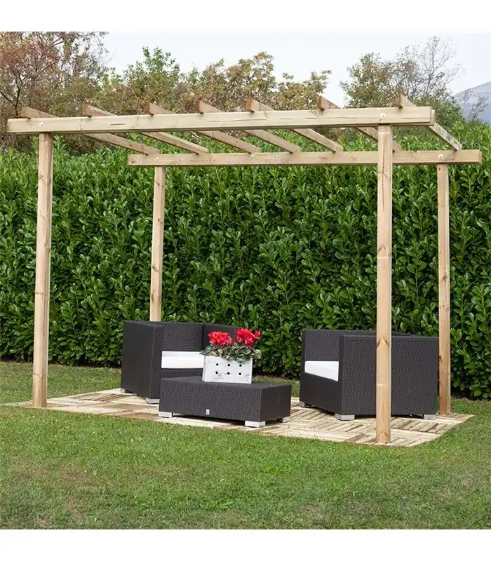 Pergola autoportante in legno di pino massello cm.240x300