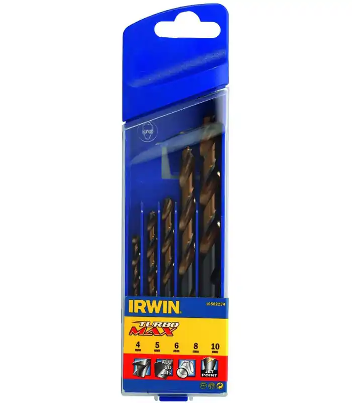 Set di 5 punte cilindriche per metallo TURBO MAX in cofanetto Irwin