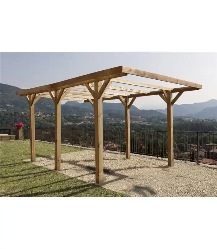 Struttura in legno CARPORT SINGOLO copertura parasole senza telo