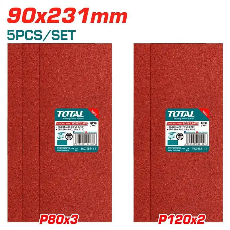 Set 5 Fogli Abrasivi 90*231mm - P80/P120 TAC749241-1