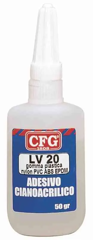 Lv 20, Cianoacrilato Spec. Per Gomma, Plastica, PVC, ABS Flacone 50G AC0230 CFG